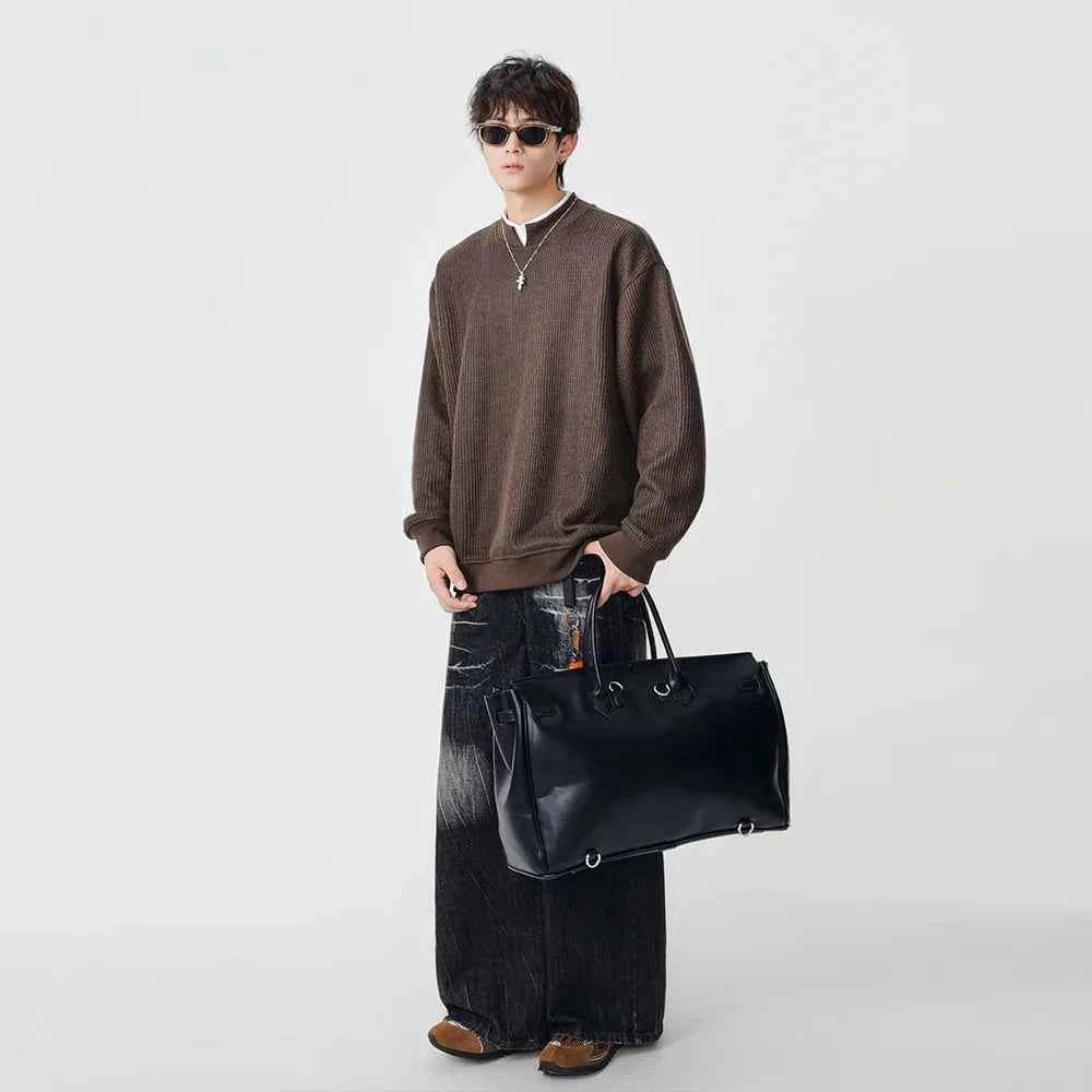 Streetwear Winter Mock Neck Knit Sweatshirt