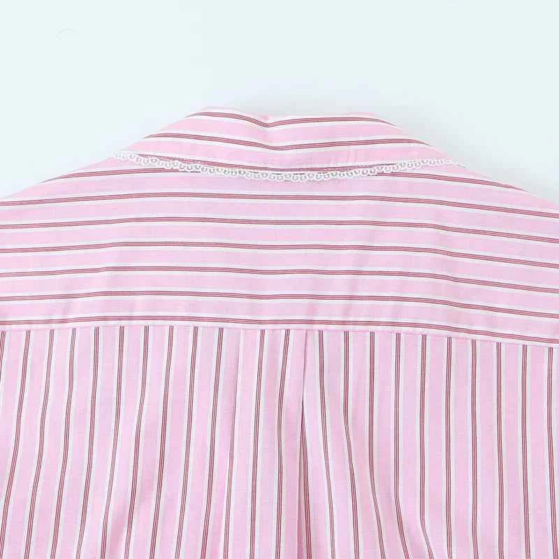 Elevated Y2K Striped Long Sleeve Cropped Shirt