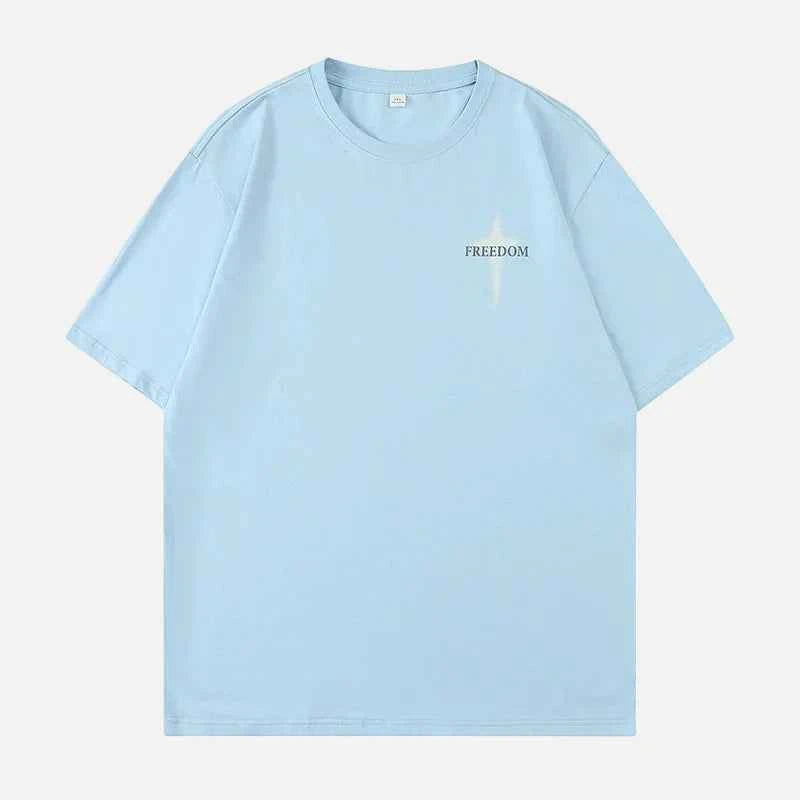 Y2K Oversized Freedom Hip Hop Print T-Shirt