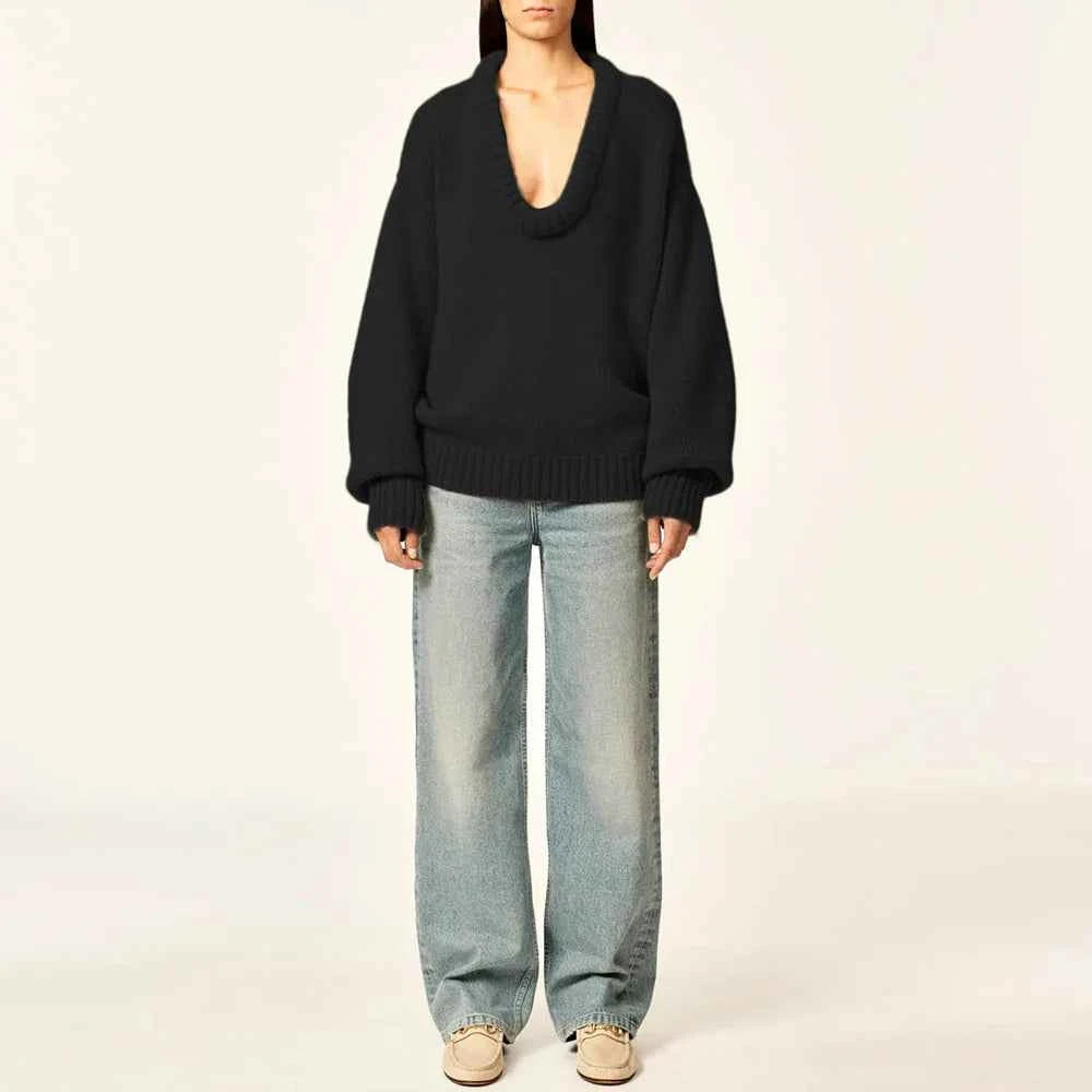 Women Cute Chic Solid Loose O Neck Sweater