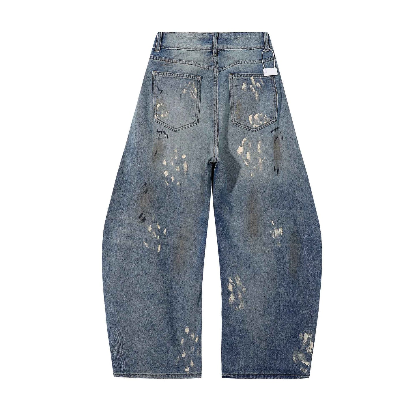 Vintage Spray Painting Denim Washed Jeans