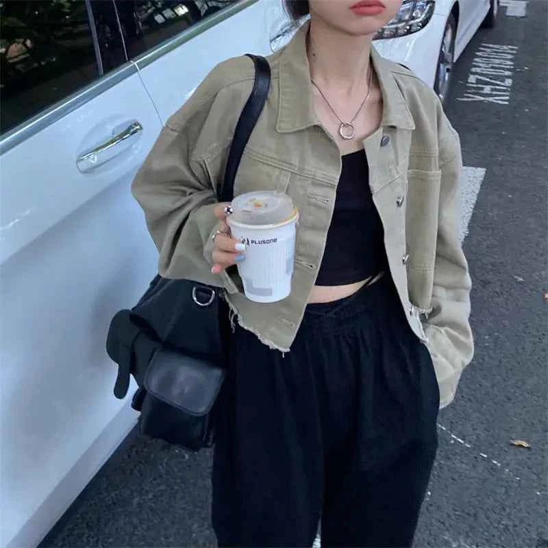 Women Cool Chic Cropped Denim Jacket