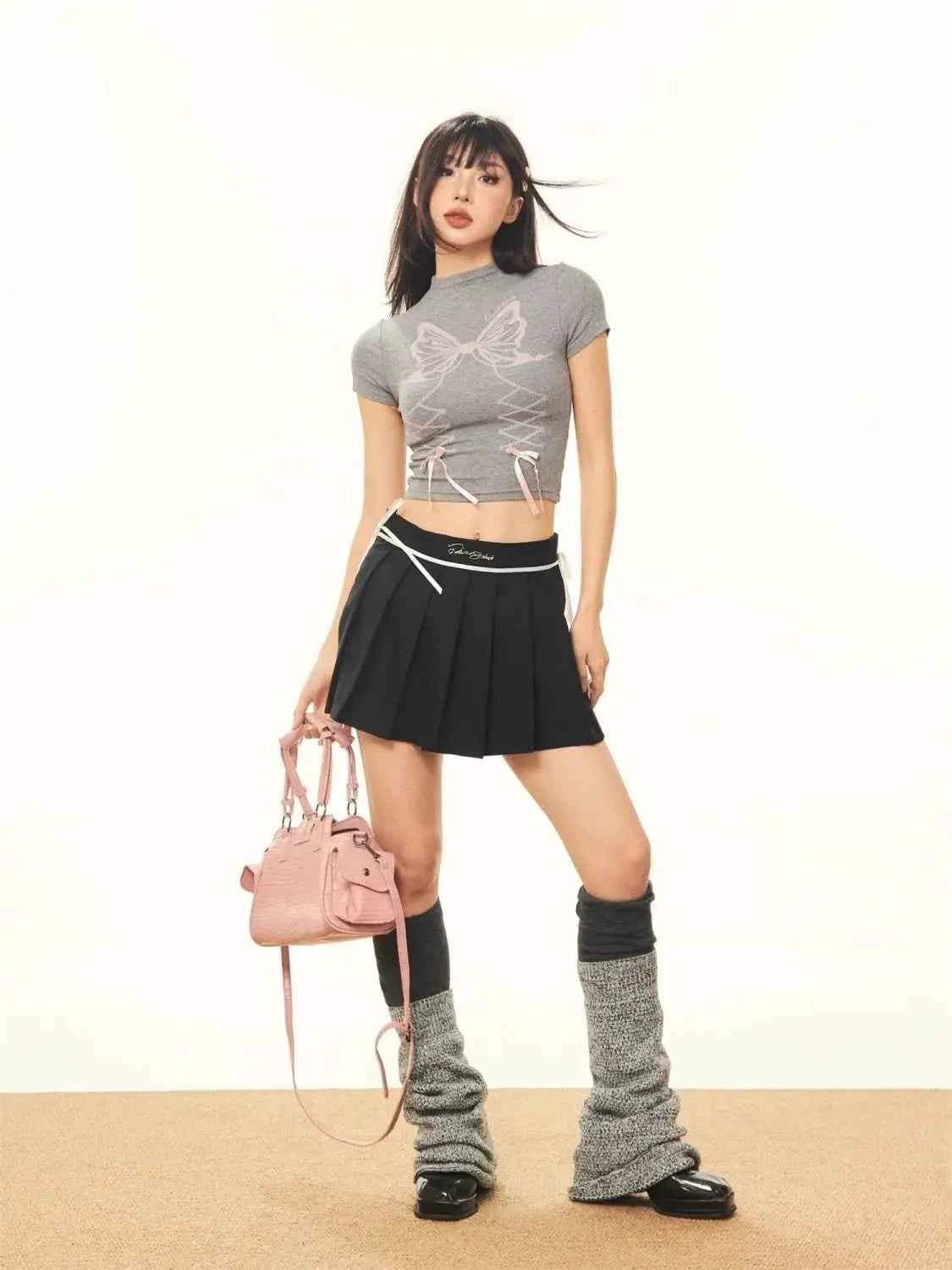 Vintage Bow Short Sleeve Crop T-Shirt