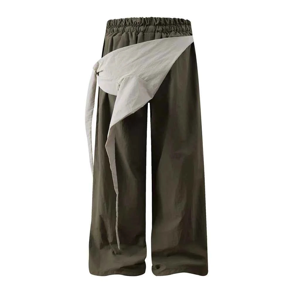 Y2K Men Hip Hop Elastic Patchwork Cargo Pants