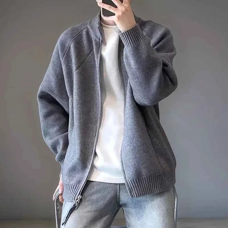 Y2K Warm Knitted Zip Up Casual Cardigan