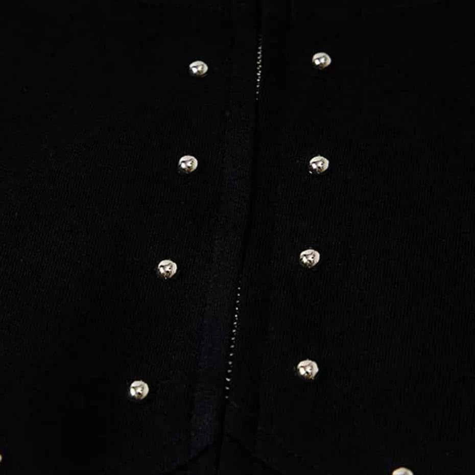 Y2K Rivet Patchwork Casual Loose Hooded Sweatshirt