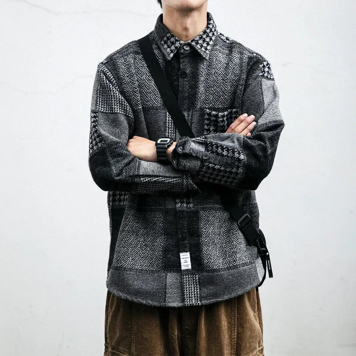 Retro Dark Color Plaid Shirt