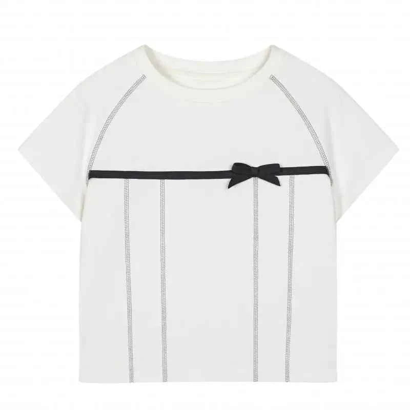 Chic Bow Cotton Crop T-Shirt