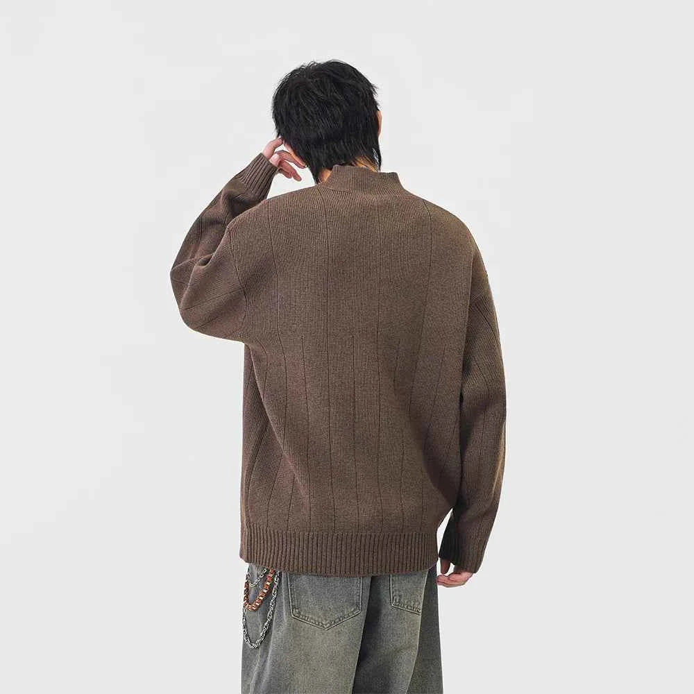Essential Solid Color Mock Neck Jumper Sweater