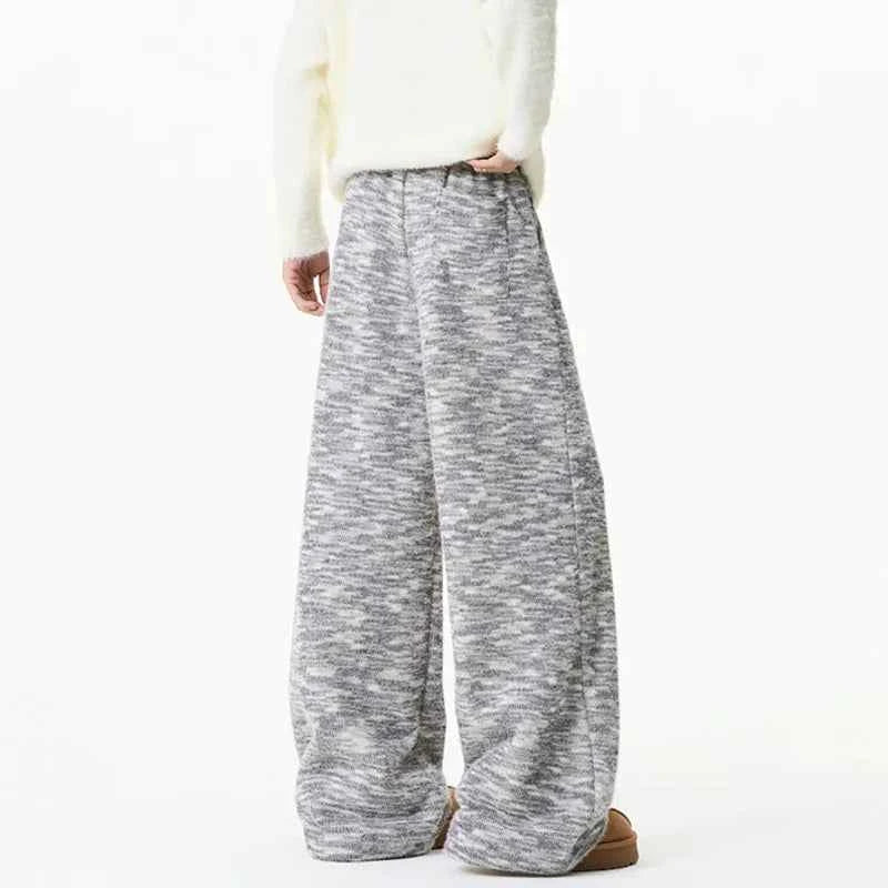 Winter Embroidery Cartoon Pattern Elastic Sweatpants