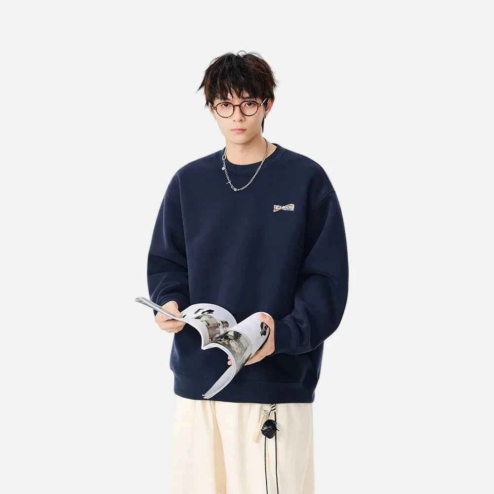 Comfortable Cozy Logo Print Crew Neck Sweatshirt