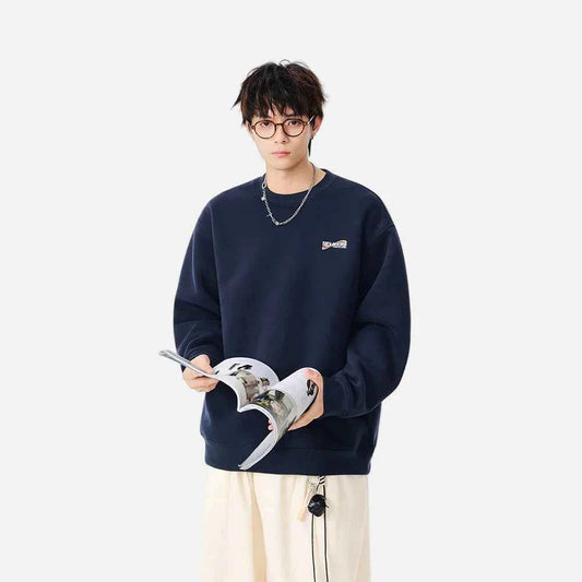 Comfortable Cozy Logo Print Crew Neck Sweatshirt