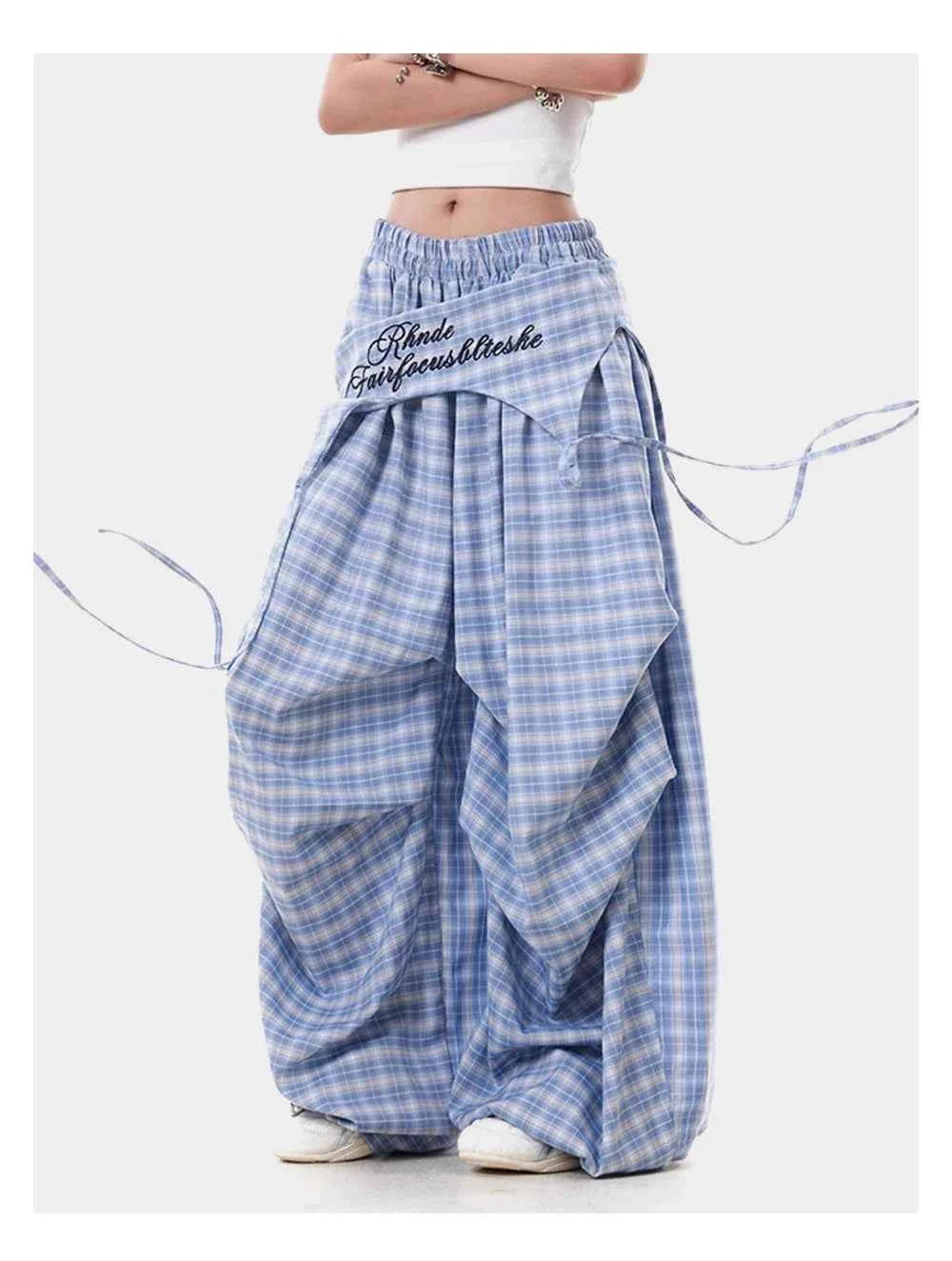 Y2K Streetwear Plaid Hip Hop Wide Leg Pants