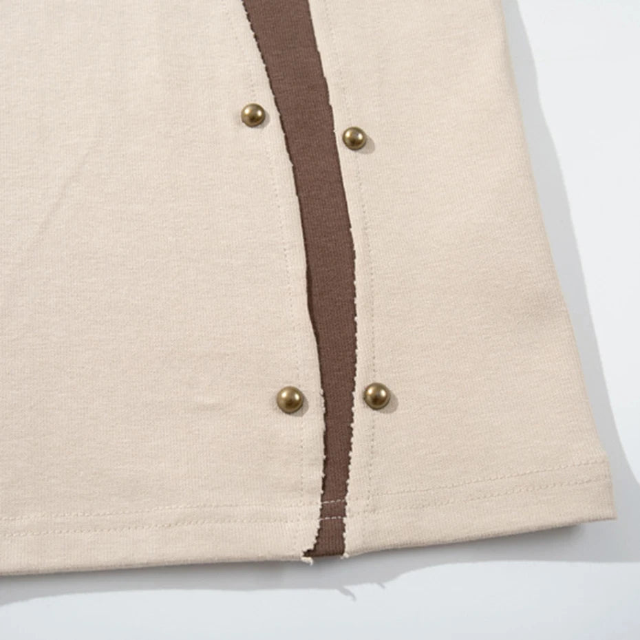 Rivet Patchwork Streetwear Oversized T-Shirts