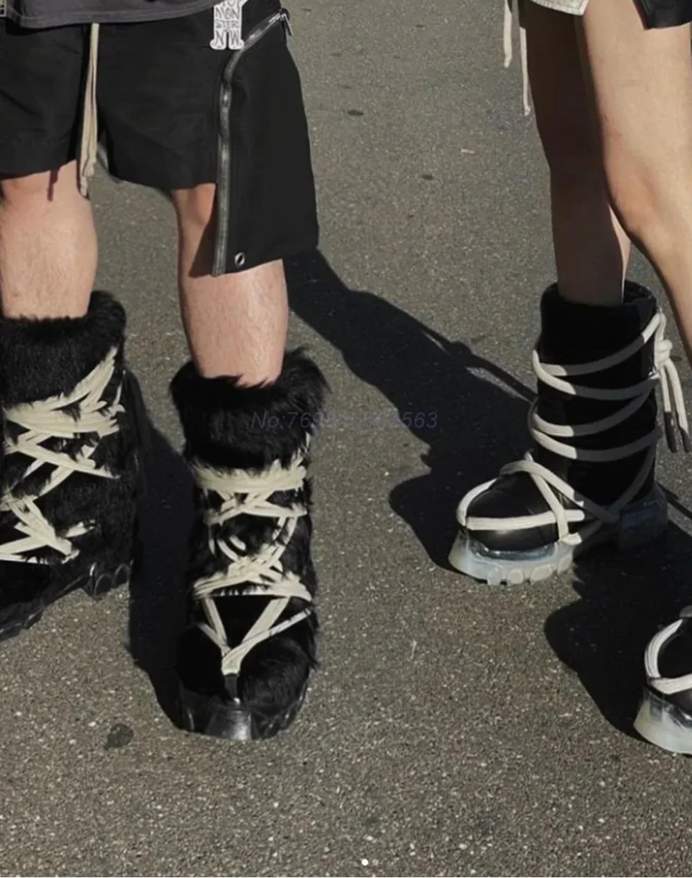 Black Winter Platform Fur Boot - Luxuryurbanwear