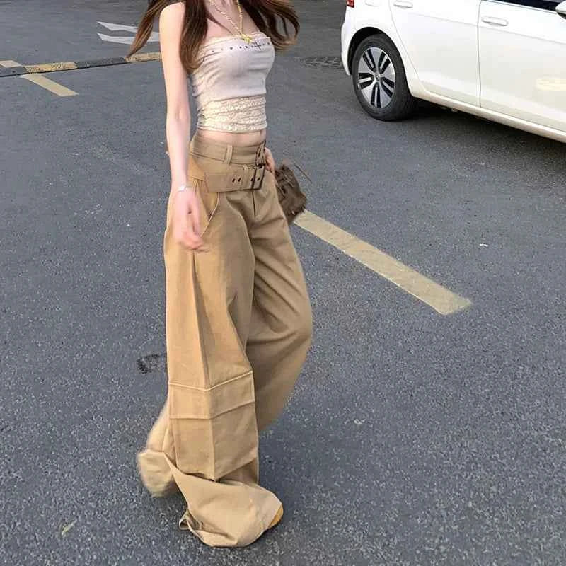 Elevated High Waisted Belted Cargo Pants