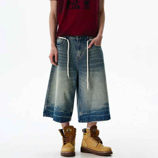 Vintage Loose Wide Leg Cropped Denim Jorts