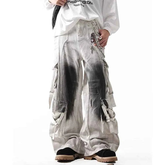Vintage Colorful Baggy Overalls Retro Jeans