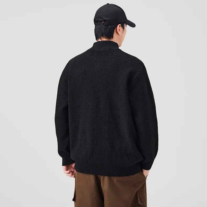 Cozy Black Turtleneck Half Zipper Sweater