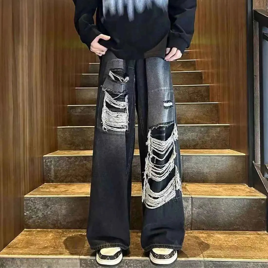 Retro High Street Hip Hop Ripped Jeans