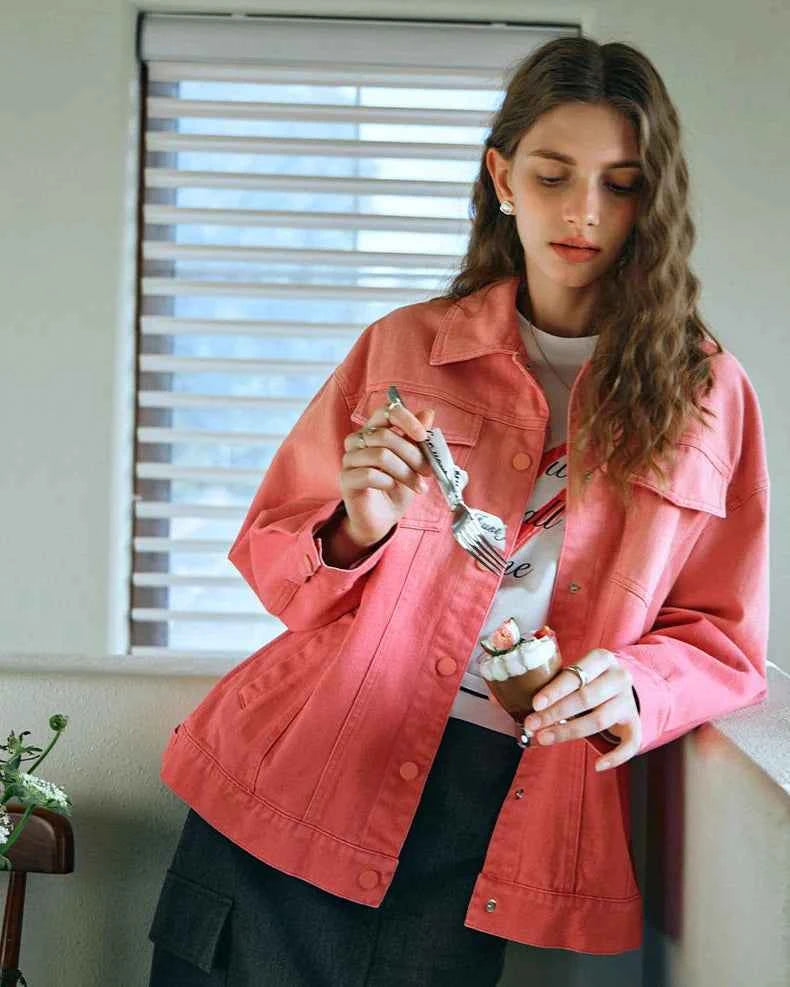 Women Soft Gradient Loose Fit Denim Jacket