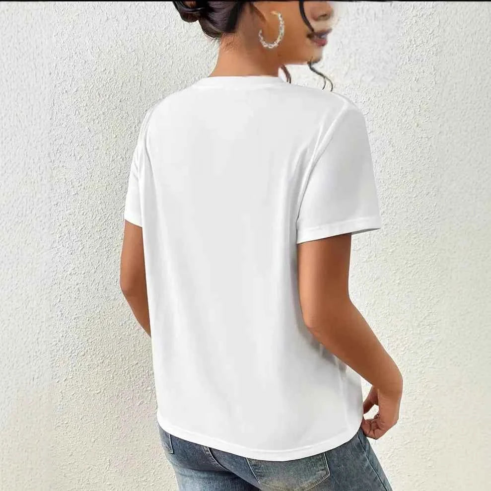 Women Floral Retro Printed Casual White T-Shirt