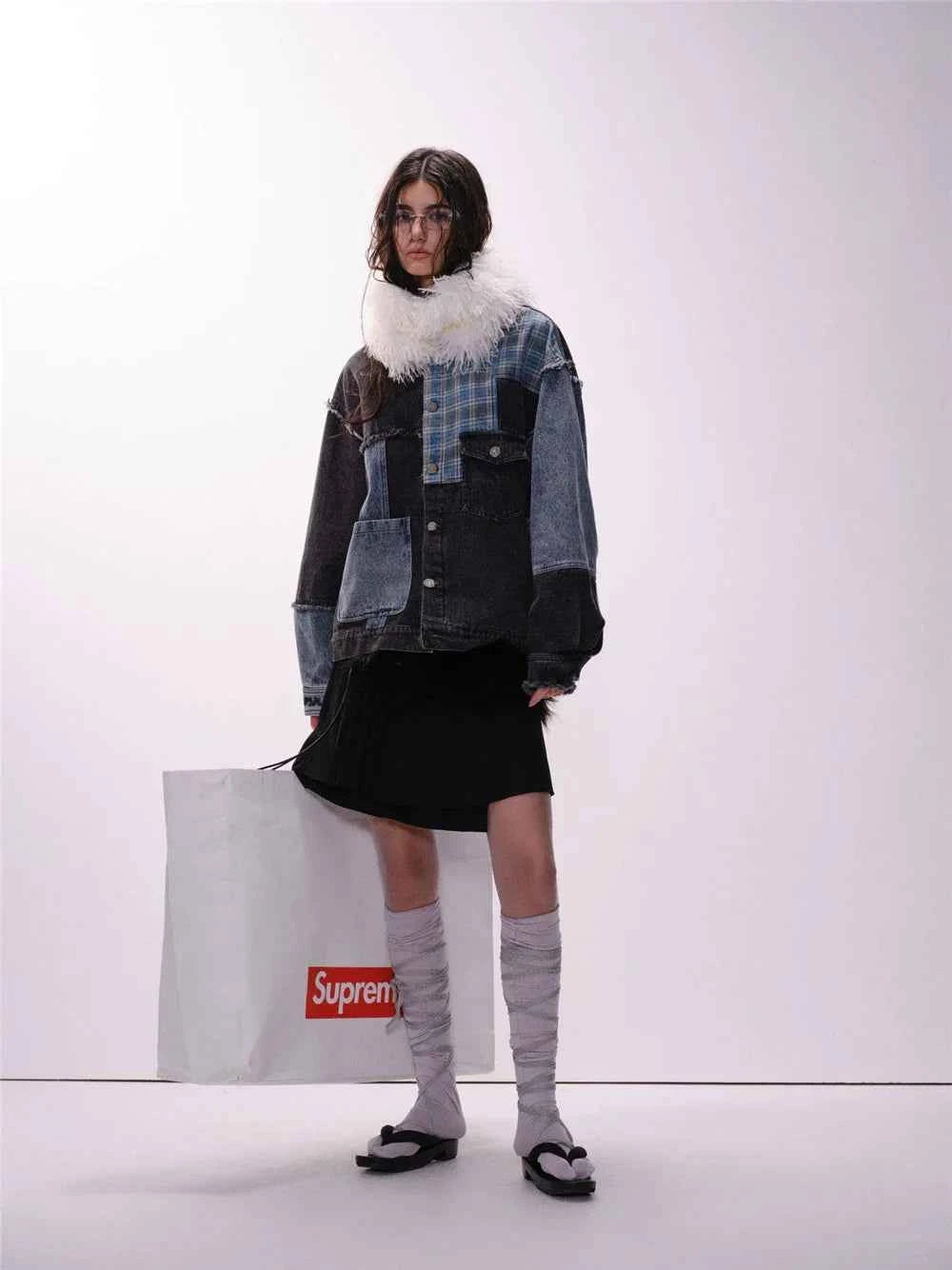 Retro Oversized Casual Patchwork Denim Jacket