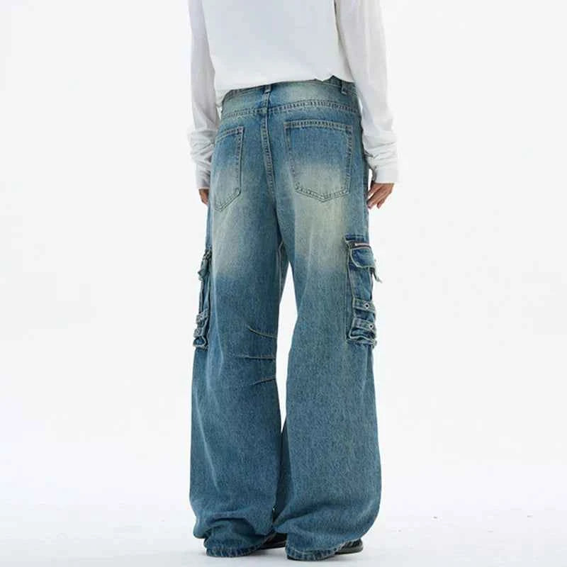 Functional Multi-Pocket Straight Leg Denim Jeans