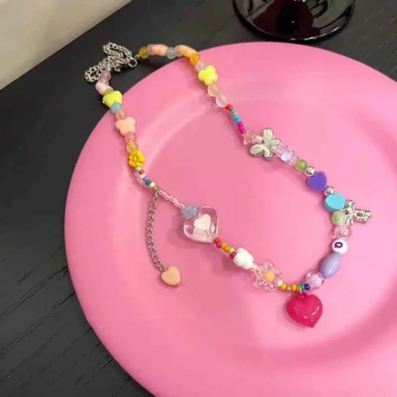 Colorful Rainbow Beaded Choker Necklace