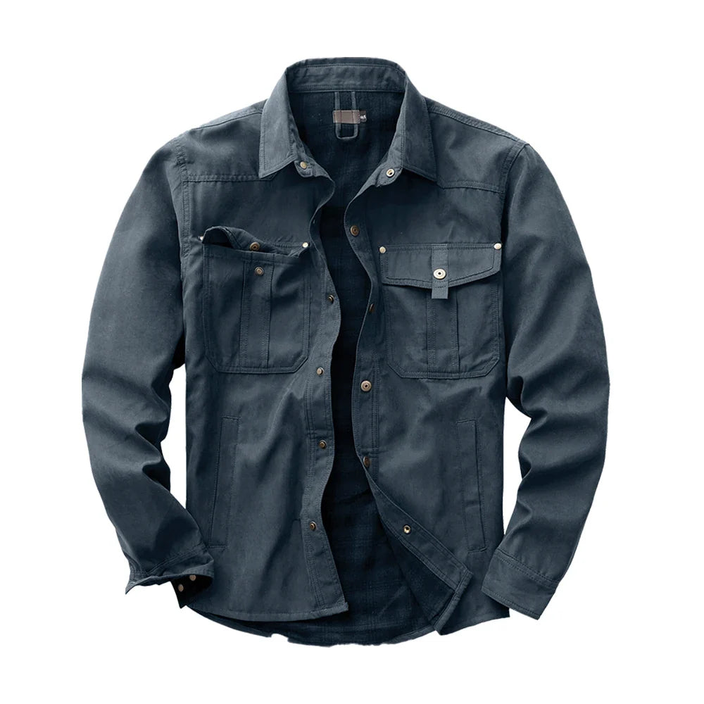 Flannel Lined Plaid Button-Up Jacket