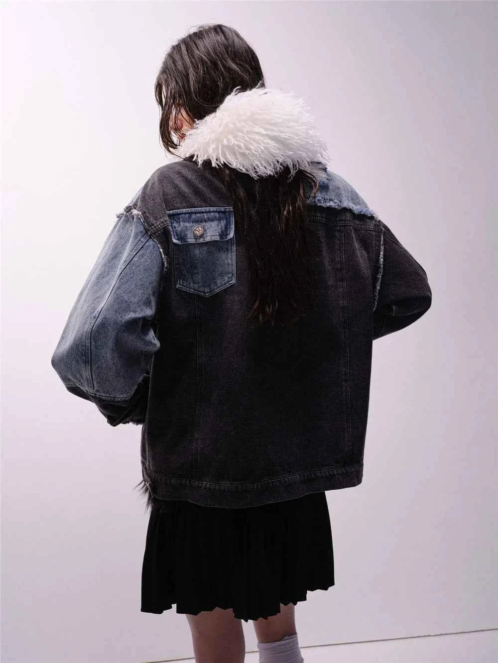 Retro Oversized Casual Patchwork Denim Jacket