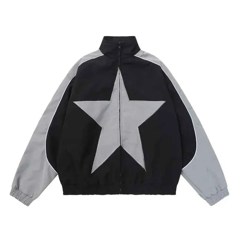 Retro Patchwork Star Varsity Jacket
