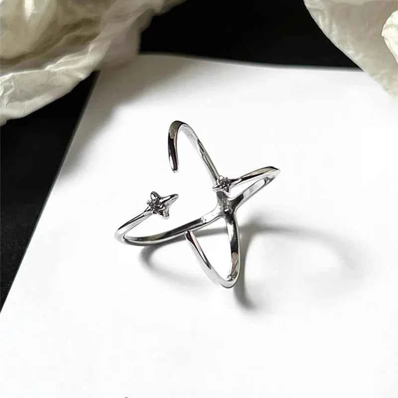 Elegant Galaxy Cross Star Open Ring