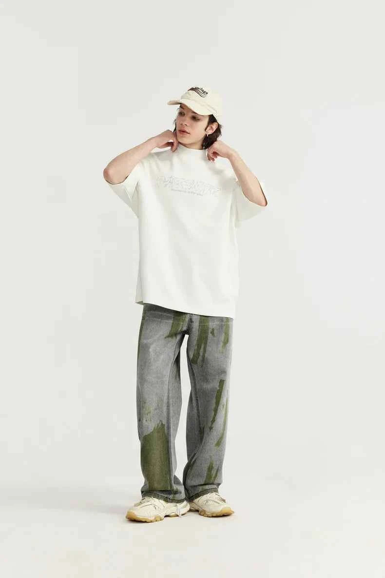 Hand-Painted Wide Leg High Street Jeans