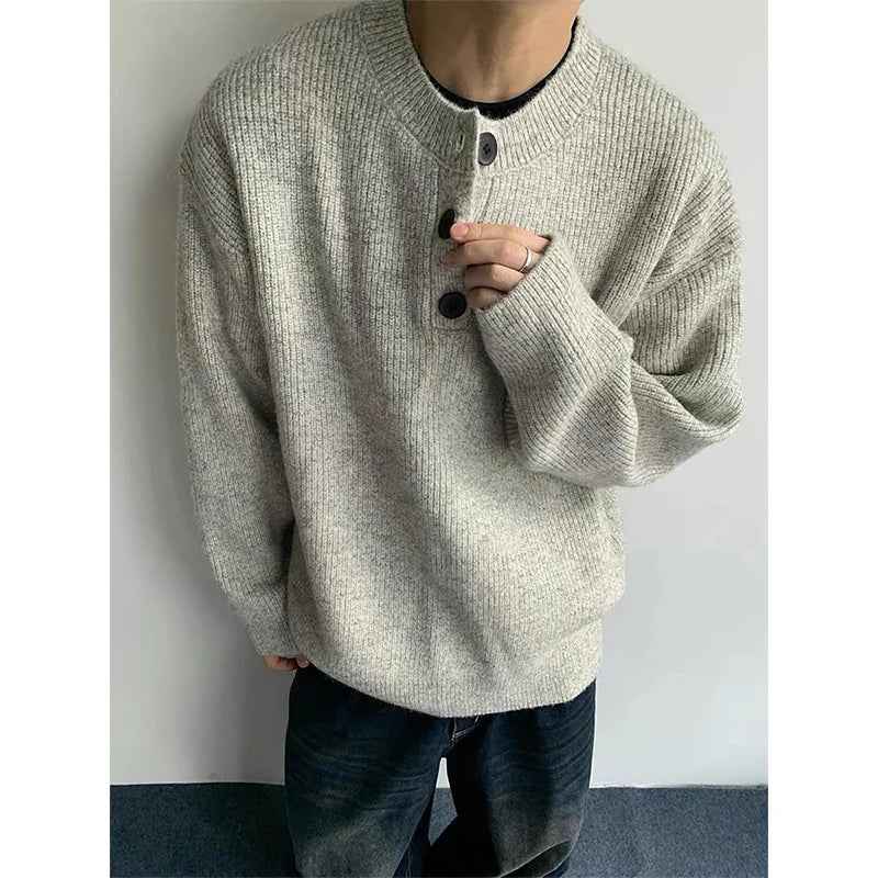 Plush Luxury Button Casual Long Sleeve Knit Sweater