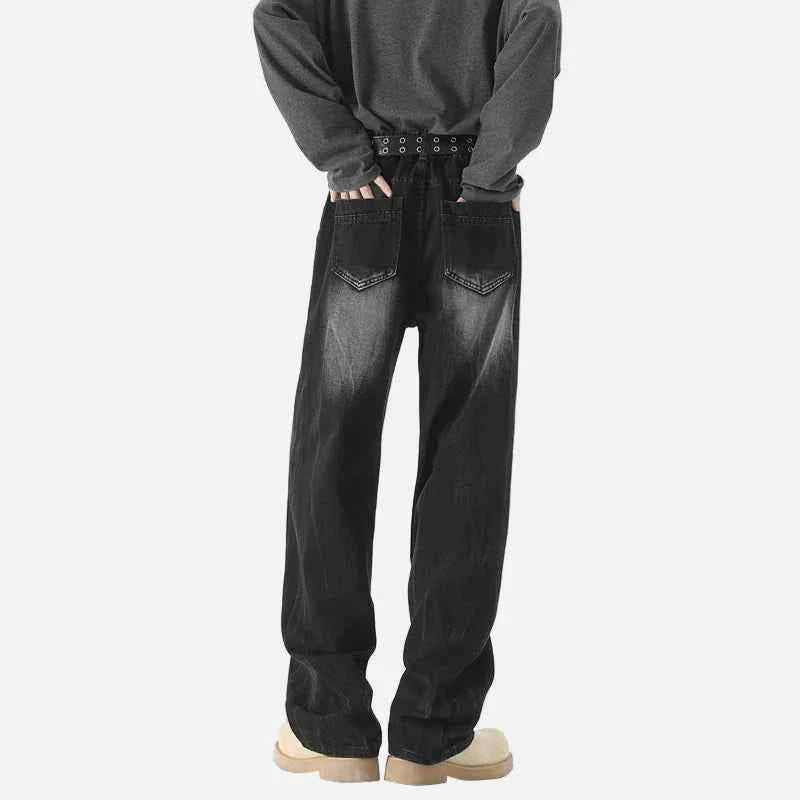 Streetwear Black Washed Baggy Denim Jeans