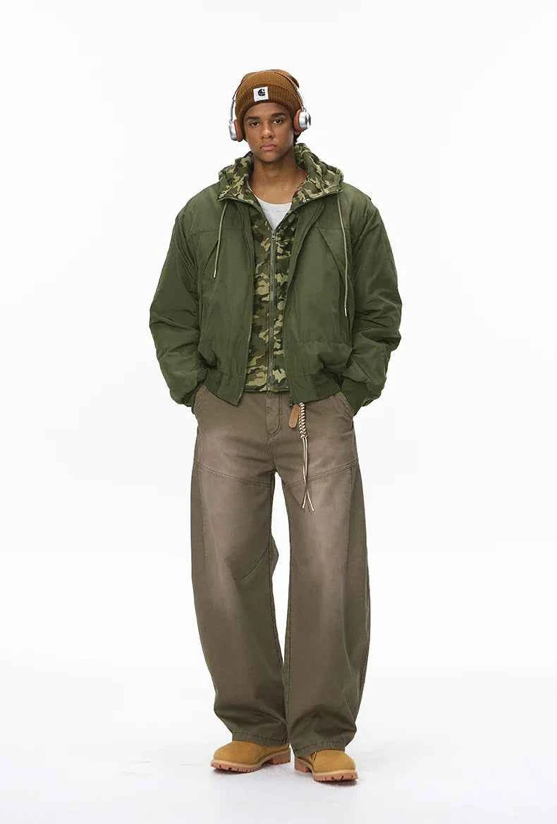 Streetwear Detachable Layered Winter Baseball Jacket