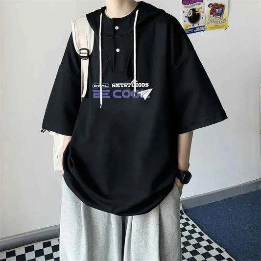 Cool Trendy Oversized Hip Hop Hooded T-Shirt