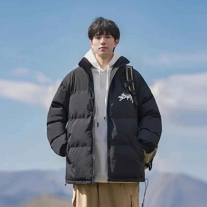 Streetwear Thicken Solid Stand Collar Puffer Jacket