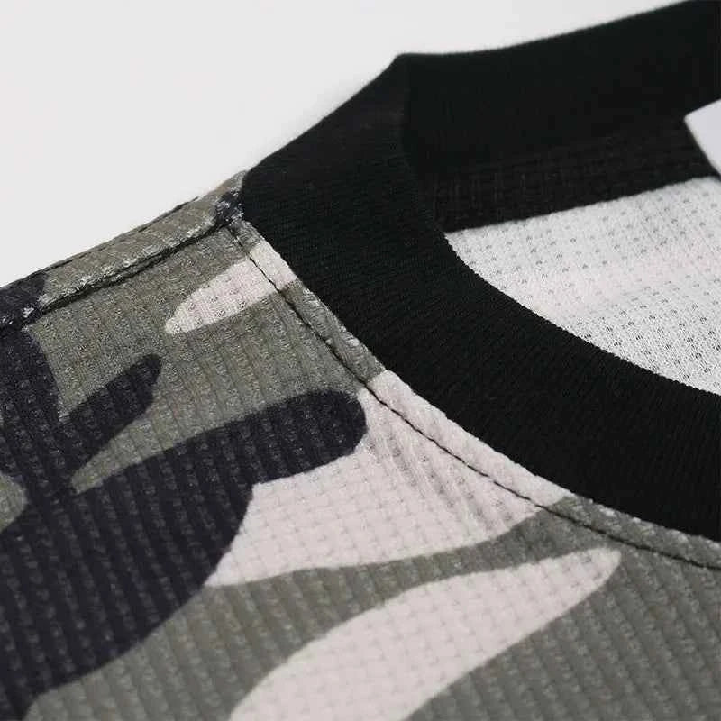 Grunge Graphic Printed Camouflage Long Sleeve T-Shirt