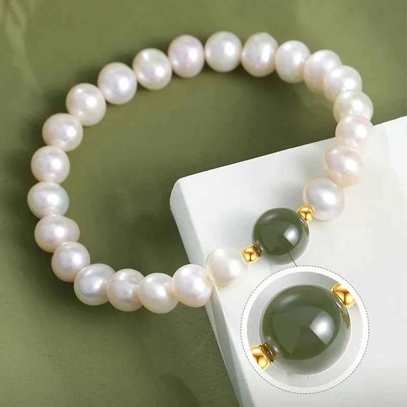 Stunning Jade Pearl Chinese Style Bracelet