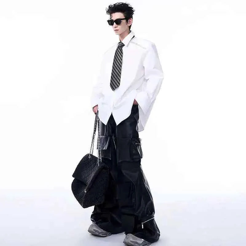 Stylish Timeless Fit High Street Leather Cargo Pants