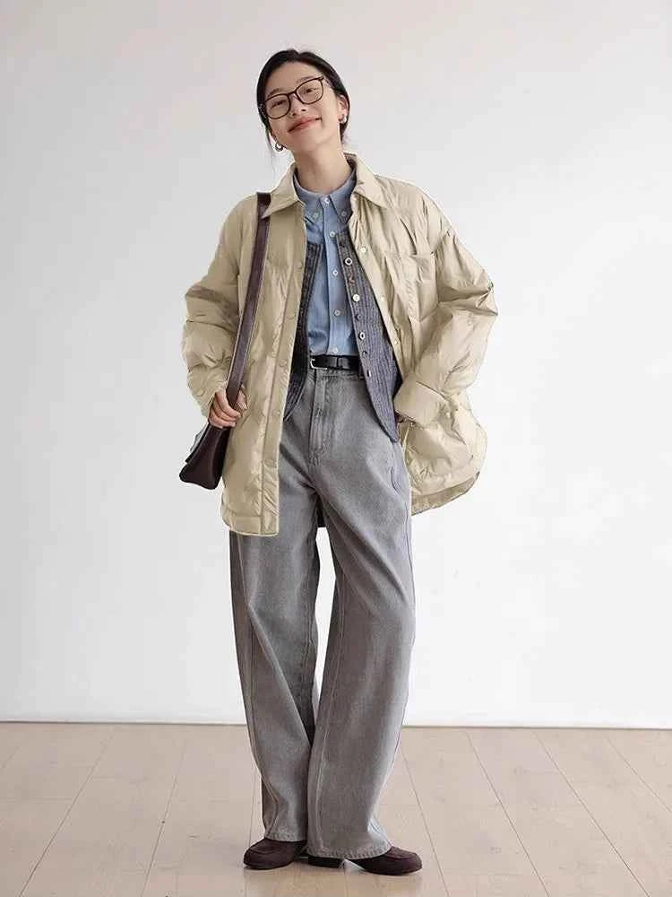 Retro Diamond Grid Lightweight Cotton Puffer Jacket