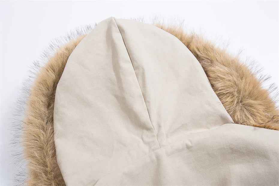 Plush Fleece Fur Collar Parkas Windbreaker Jacket