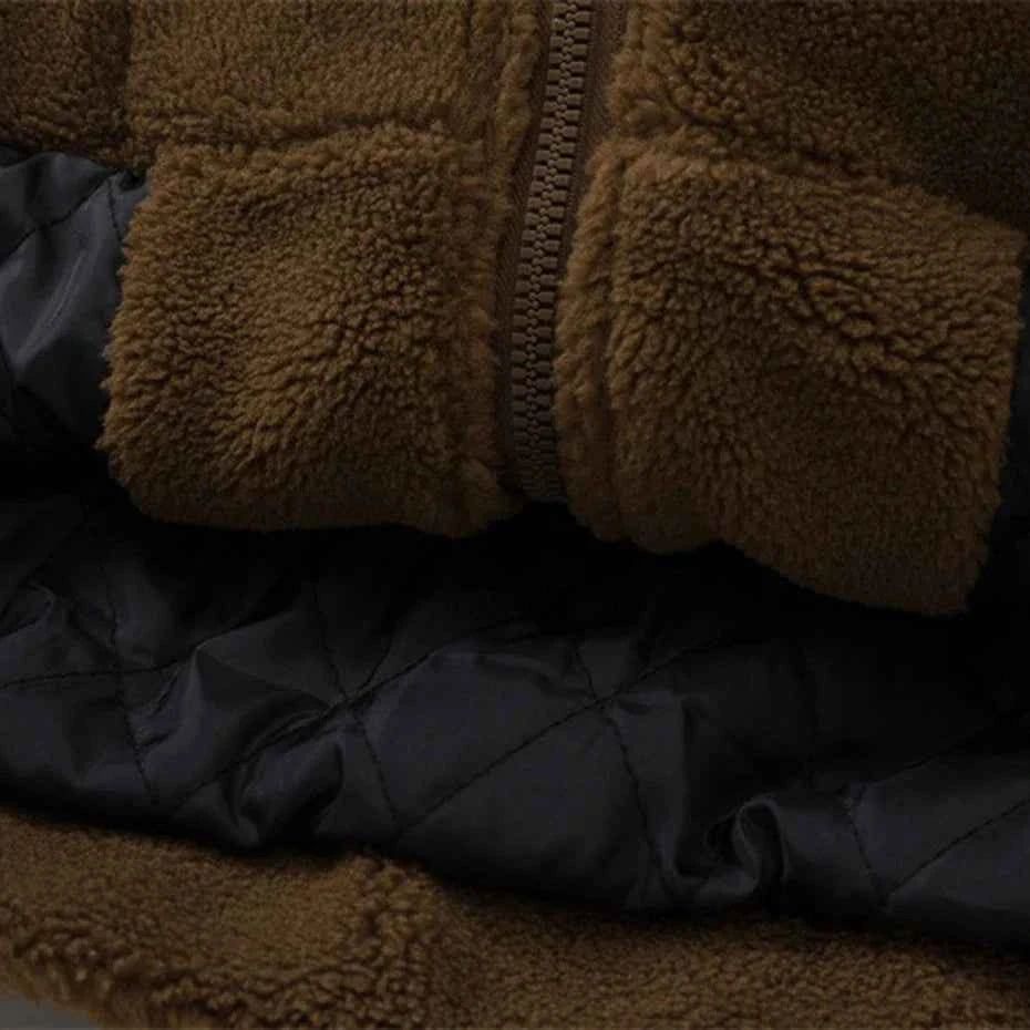 Breathable Cozy Plush Fleece Color Block Furry Jacket