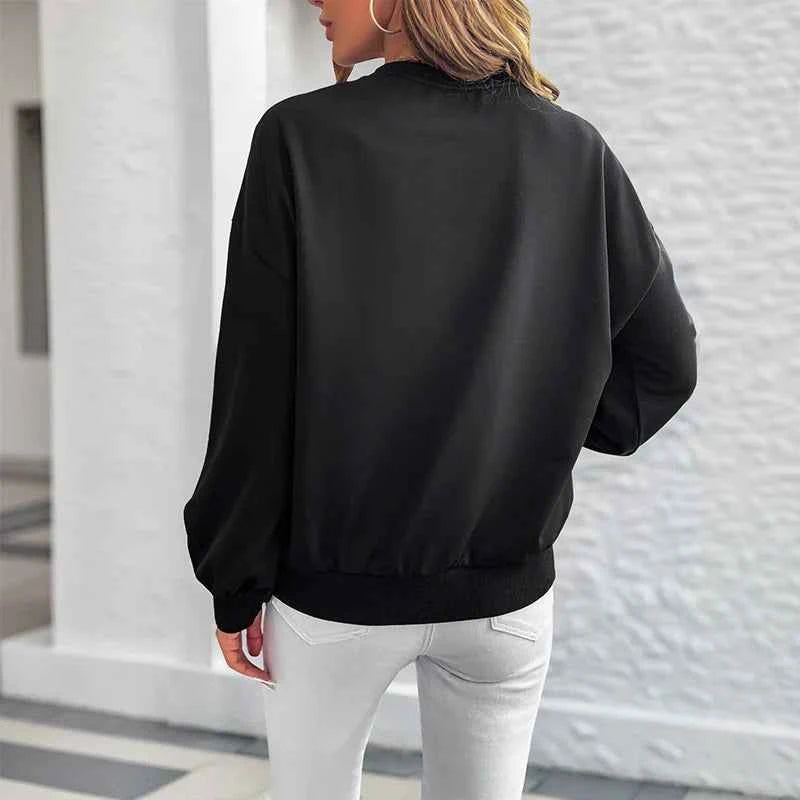 Women Cozy Heart Print Loose Sweatshirt