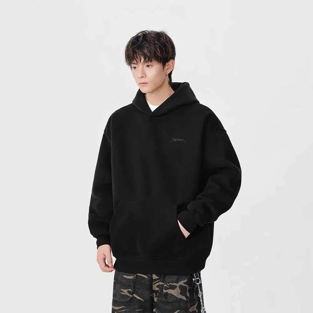 Minimalist Embroidered Logo Casual Hoodie