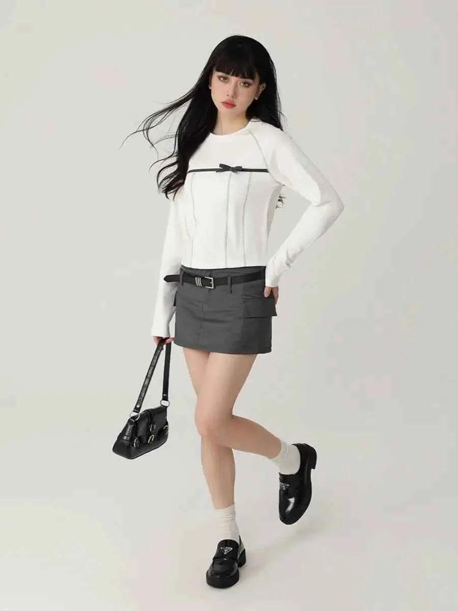 Retro American Bow Long Sleeve T-Shirt