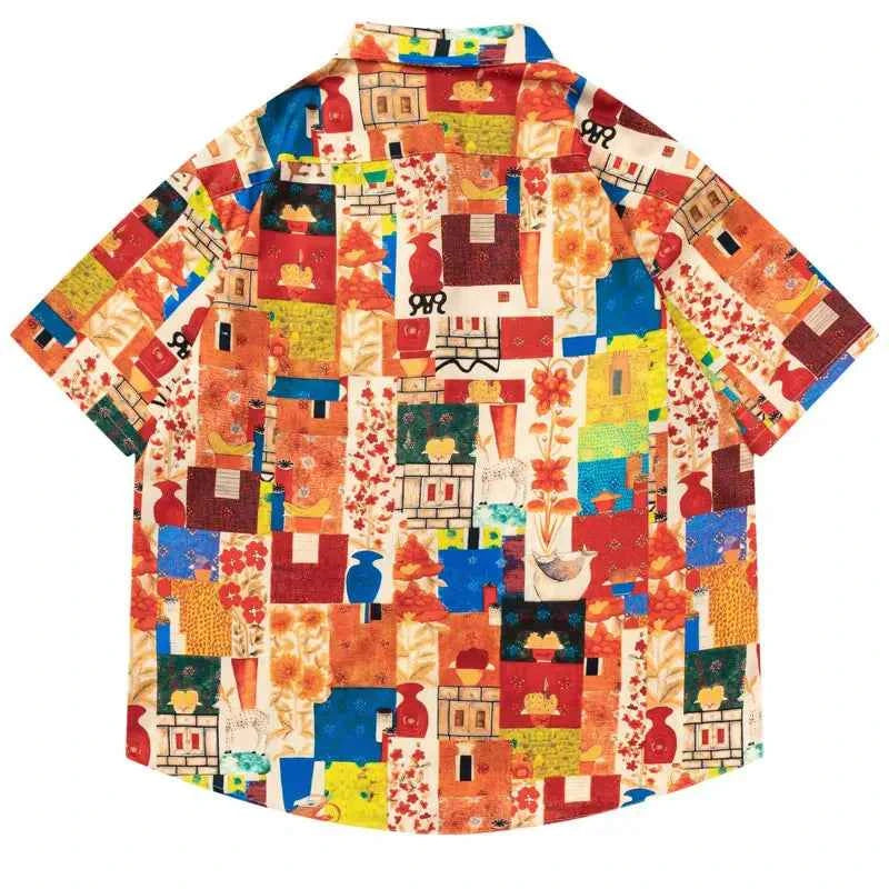 Y2K Retro Chic Graphic Print Beach Shirt