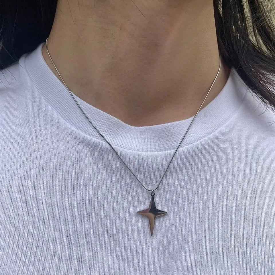 Edgy Star Pendant Titanium Steel Necklace